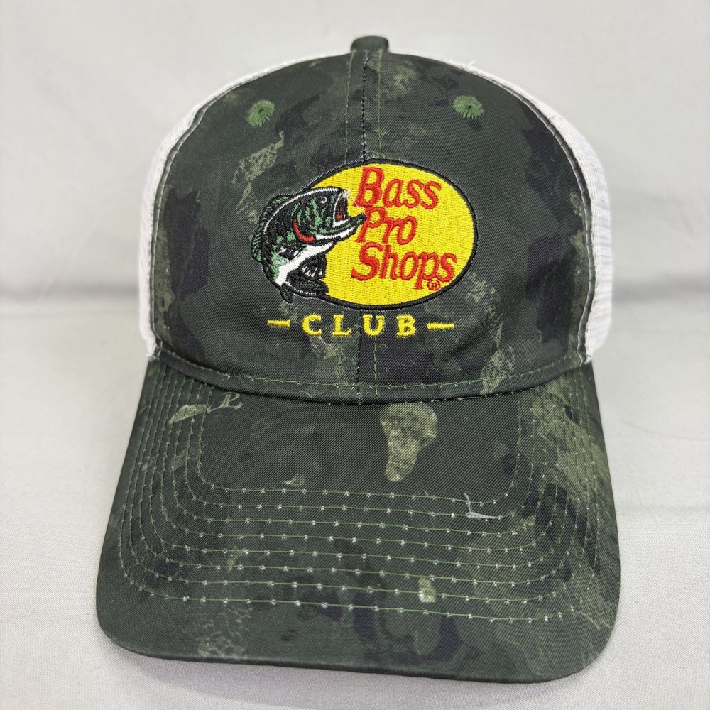 Bass Pro Shops Hat Club Trucker Mens OSFM Green Camo Mesh Back Snapback